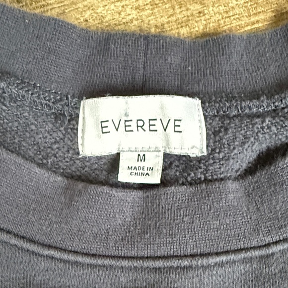 Evereve Denim Blue Sweatshirt multi colored embroidered stripes on arms Med - Picture 7 of 11